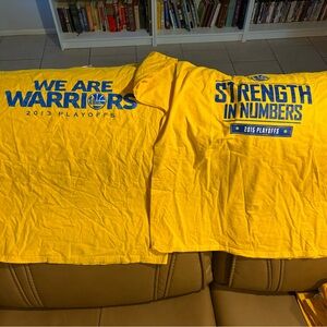 Pair of 2013 and 2015 Golden State Warriors Yellow Playoff T-Shirts